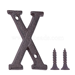 Iron Home Address Number, with 2pcs Screw, Letter.X, 75x50x5mm, Hole: 5.2mm(AJEW-WH0126-25X)