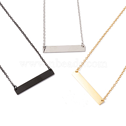 304 Stainless Steel Rectangle Pendant Necklace for Men Women, Mixed Color, 17.7 inch(45cm)(NJEW-P262-13)