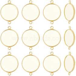 30Pcs 304 Stainless Steel Cabochon Connector Settings, Plain Edge Bezel Cups, Flat Round, Real 18K Gold Plated, Tray: 20mm, 31.5x22x2mm, Hole: 2.4~3mm(STAS-BBC0004-67C-G)