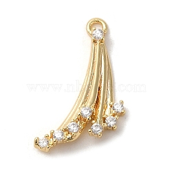 Brass Micro Pave Cubic Zirconia Pendants, Tassel, Golden, 21x12.5x3.5mm, Hole: 1.2mm(KK-D091-02G)