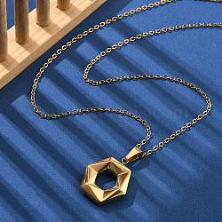 304 Stainless Steel Geometric Pendant Necklaces for Women, Real 18K Gold Plated, Oval, 15.87 inch(40.3cm)(NJEW-S439-04B-G)