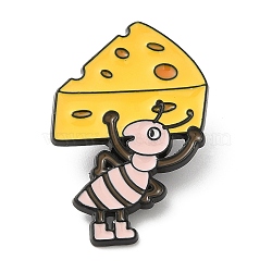 Alloy Enamel Pins, Ant Brooches, Electrophoresis Black, Food Cheese, 32.5x21.5x1.5mm(JEWB-P019-G03)