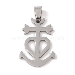 201 Stainless Steel Pendants, Camargue Cross Charm, Stainless Steel Color, 30x20x1.5mm, Hole: 4x7mm(STAS-A094-10P)