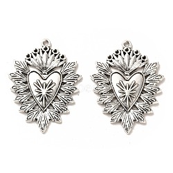 Tibetan Style Alloy Pendants Rhinestone Setting, Cadmium Free & Lead Free, Heart, Antique Silver, 44x33x3mm, Hole: 1.8mm, about 142pcs/1000g(FIND-C043-025AS)