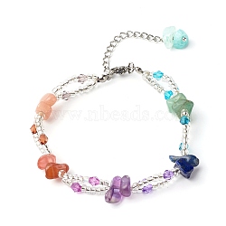 Glass Round Seed Beads Multi-strand Bracelet for Teen Girl Women, Natural Gemstone Chip Beads Bracelet, 7-1/4 inch(18.3cm)(BJEW-TA00018)