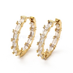 Clear Cubic Zirconia Hinged Hoop Earrings, Rack Plating Brass Jewelry for Women, Real 18K Gold Plated, 20.5x19.5x3mm, Pin: 0.8mm(EJEW-F288-11G)
