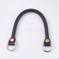 Cowhide Bag Handles, with Brass and Alloy Findings, for Bag Straps Replacement Accessories, Golden, Coconut Brown, 325~335x11x14~15mm(FIND-T054-03B)