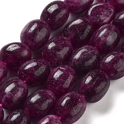 Natural Malaysia Jade Beads Strands, Oval, Dyed, Purple, 11~13x9~10x8.5~10mm, Hole: 1mm, about 16pcs/strand, 7.28~7.48 inch(18.5~19cm)(G-P528-N09-01)