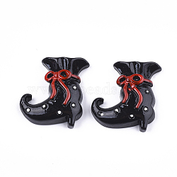 Resin Cabochons, Halloween Boots, Black, 25x21.5x7mm(X-CRES-T013-05B)