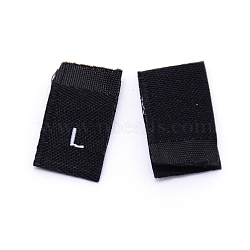 Clothing Size Labels, Woven Crafting Craft Labels, for Clothing Sewing, L, Black, 39x10x0.2mm, about 100pcs/bag(FIND-WH0047-21-L)