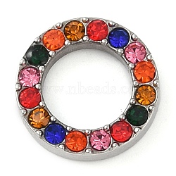 304 Stainless Steel Colorful Rhinestone Linking Rings, Ring, Stainless Steel Color, 13x3mm, Inner Diameter: 8mm(STAS-Z082-01P-02)