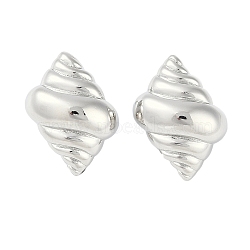 Sea Snail Brass Stud Earrings for Women, Platinum, 27x21mm(EJEW-S232-01P)