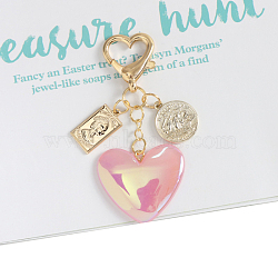 Acrylic Pendant Decorations, with Metal Clasps, Heart, Flamingo, Heart: 3.8x3.5cm(PW-WG3C960-05)