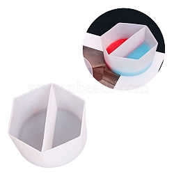 Reusable Split Cup for Paint Pouring, Silicone Cups for Resin Mixing, 2 Dividers, White, 103x92x53mm, Inner Diameter: 99x42mm(X-DIY-B046-10)