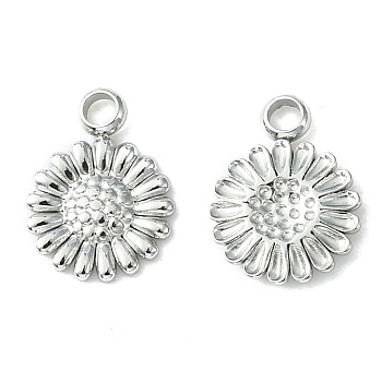 304 Stainless Steel Charms, Flower Charms, Stainless Steel Color, 9.5x7x1.2mm, Hole: 1.5mm