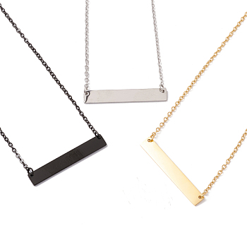 304 Stainless Steel Rectangle Pendant Necklace for Men Women, Mixed Color, 17.7 inch(45cm)