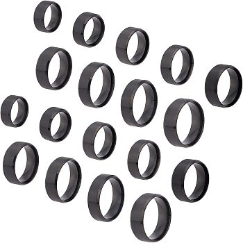 DICOSMETIC 18Pcs 9 Size 201 Stainless Steel Plain Band Ring for Men Women, Matte Gunmetal Color, Inner Diameter: US Size 4 1/2~14(15.2~23mm), 2Pcs/size