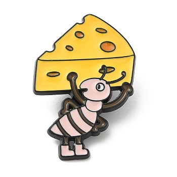 Alloy Enamel Pins, Ant Brooches, Electrophoresis Black, Food Cheese, 32.5x21.5x1.5mm