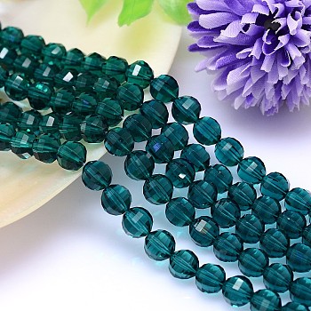 Faceted Round Imitation Austrian Crystal Bead Strands, Grade AAA, Teal, 10mm, Hole: 0.9~1mm, about 40pcs/strand, 15.7 inch