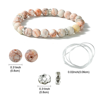 DIY Natural Netstone Round Beaded Stretch Bracelet Making Kit, 8~8.5mm, Hole: 1mm