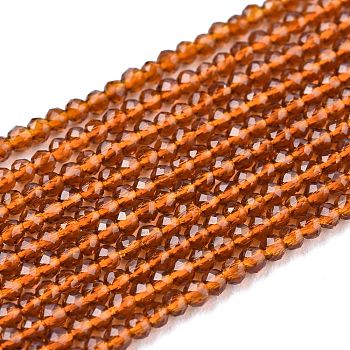 Glass Beads Strands, Imitation Quartz, Faceted, Round, Chocolate, 2mm, Hole: 0.5mm,  about 175pcs/strand, 14.9 inch(38cm)