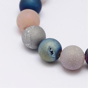 Electroplate Natural Agate Bead Strands, Round, Grade A, Mixed Color, 10mm, Hole: 1mm, about 18pcs/strand, 7.5 inch