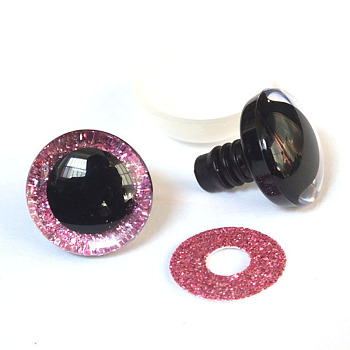 Plastic Safety Craft Eye, with Spacer, PU Sequins Ring, for DIY Doll Toys Puppet Plush Animal Making, Camellia, 12mm