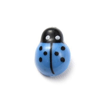 Plastic Cabochons, Ladybug, Light Sky Blue, 13x9.5x5.8mm