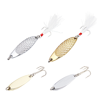 Stainless Steel Fishing Lures, Spinning Lures, Hard Metal Spinner Baits, Mixed Color, 55~98mm, 12pcs/box