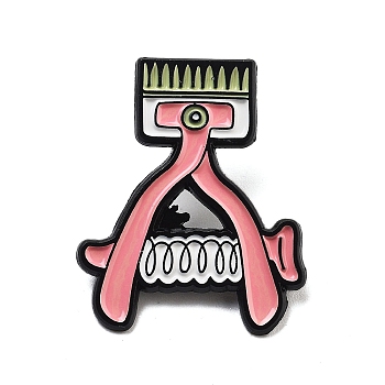 Barber Shop Alloy Enamel Pins Brooches, Pink, Razor, 31x25mm