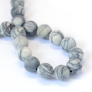 Chapelets de perle ronde en pierre de soie noire/pierre nette(X-G-E334-8mm-25)-3