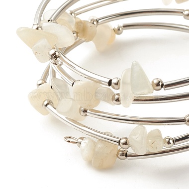 5-boucles de bracelets enroulés de perles de pierre de lune blanche naturelle pour femme(BJEW-JB01517-08)-5