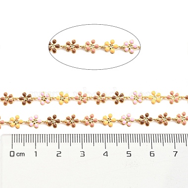 Brass with Colorful Enamel Flower Link Chains(CHC-K015-02G)-3