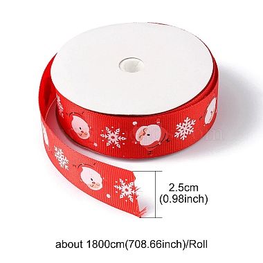 1 rouleau de rubans gros-grain polyester imprimés de Noël(OCOR-YW0001-05C)-3