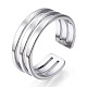 304 Stainless Steel Triple Line Open Cuff Ring(RJEW-N040-19)-1