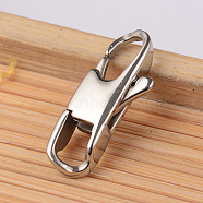 304 Stainless Steel Lobster Claw Clasps, Stainless Steel Color, 18x7x3.5mm, Hole: 2mm(STAS-E104-29P)