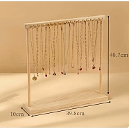Wooden Necklace Display Stands, Jewelry Organizer Display Rack for Necklace, BurlyWood, 10x39.8x40.7cm(PW-WG23656-04)