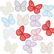 64Pcs 8 Colors  Butterfly Organgza Lace Embroidery Ornament Accessories, Applique Patch, Sewing Craft Decoration, Mixed Color, 42.5x44.5x1mm, 8pcs/color(DIY-GF0006-89)