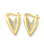 Clear Cubic Zirconia Heart Hoop Earrings, Brass Jewelry for Women, Golden, 23.5x16x4mm, Pin: 1.5x0.6mm(EJEW-A095-01G)