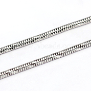 3.28 Feet 304 Stainless Steel Snake Chains, Soldered, Stainless Steel Color, 2mm(X-CHS-L001-163-2mm)