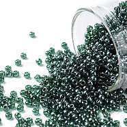 TOHO Round Seed Beads, Japanese Seed Beads, (118) Transparent Luster Green Emerald, 11/0, 2.2mm, Hole: 0.8mm, about 5555pcs/50g(SEED-XTR11-0118)