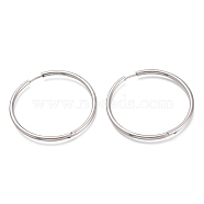 201 Stainless Steel Huggie Hoop Earrings, with 304 Stainless Steel Pin, Hypoallergenic Earrings, Ring, Stainless Steel Color, 45x2.5mm, 10 Gauge, Pin: 1mm(EJEW-O095-02F)
