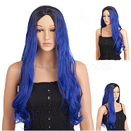 Fashion Cosplay Ombre Wigs, Heat Resistant High Temperature Fiber, Long Spiral Curly, Wigs for Women, Royal Blue, 25.59 inch(65cm)(OHAR-I015-08)