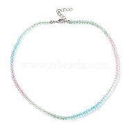 Bling Glass Round Beaded Necklace for Women, Medium Sea Green, 16.93 inch(43cm)(NJEW-PH01490-03)