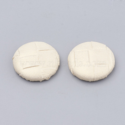 Imitation Leather Covered Cabochons, with Aluminum Bottom, Half Round/Dome, Platinum, Old Lace, 19x5~6mm(WOVE-N006-01J)