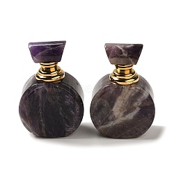 Natural Amethyst Dropper Perfume Bottles, with Golden Tone 304 Stainless Steel Findings, SPA Aromatherapy Essemtial Oil Empty Bottle, 4.2x2.35~2.4x6.1cm(DJEW-H010-04G-01)