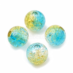 Acrylic Beads, Transparent Crackle Style, Two Tone Style, Round, Deep Sky Blue, 8mm, Hole: 2mm; about 1840pcs/500g(OACR-N002-01G)