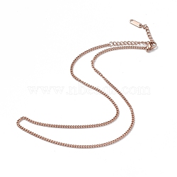 Ion Plating(IP) 304 Stainless Steel Curb Chain Necklace for Men Women, Rose Gold, 15.87 inch(40.3cm)(NJEW-K245-015C)