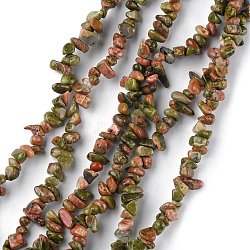 Natural Unakite Beads Strands, Chip, 1.5~4.5x3~13x2.5~8mm, Hole: 0.6mm, 30.94~31.97 inch(78.6~81.2cm)(G-G0003-B13)