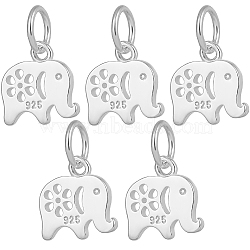 5Pcs 925 Sterling Silver Pendants, Elephant, with 925 Stamp, Silver, 10x10x1.5mm, Hole: 4mm(STER-BBC0002-20)